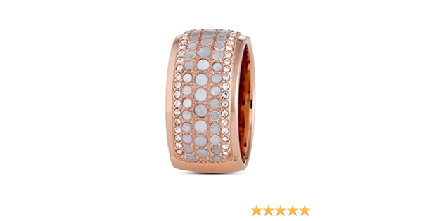 Bague FOSSIL en Acier Inoxydable et nacre-50 : Amazon.fr: Bijoux