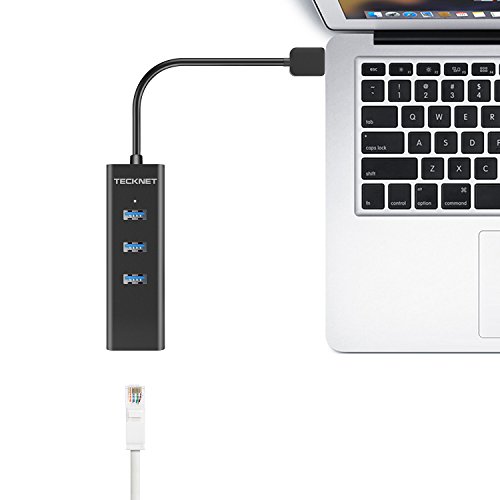 TeckNet® 3-Port USB 3.0 Hub mit Ethernet Adapter Unterstützt 10/100/1000 bit Ethernet - 4