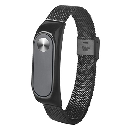Para Xiaomi MI Banda 2, DoraMe Moda de acero inoxidable ligero correa de reloj (Negro)