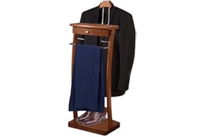 ACLFF Freestanding Clothes Valet with Stable Base, Clothes Valet with Tie Holder, Valet Stand with Pants Bracket, for Living Room, Office, Bedroom 39X30X112.2CM