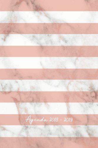 Télécharger Agenda 2018-2019: Agenda Scolaire de Juillet 2018 à Août 2019, Semainier simple & graphique, motif rayures marbre blanc et rose gratuit