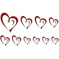 Autoaufkleber Hochzeit - moderne Herzen 10er Set
