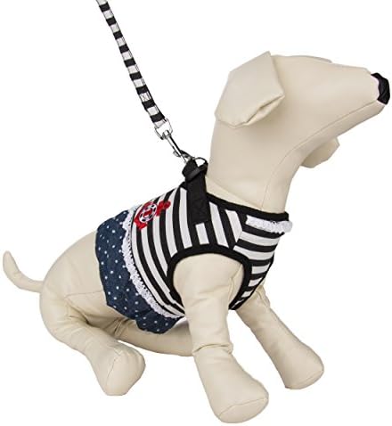 CueCue Pet Choke Free Harness with Leash, Sailor Stripe, Small
