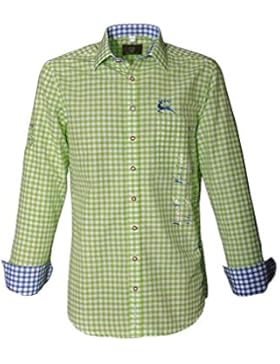 Trachtenhemd Gerald giftgrün Karo Langarm OS Trachten