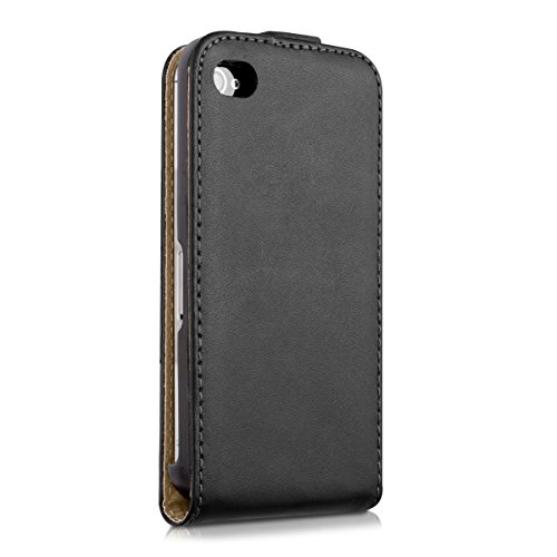 kwmobile Funda para Apple iPhone 4   4S - Carcasa para m  vil de  Cuero sint  tico  - Case  Plegable  en  Negro 