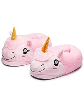 Katara Kuschelige Plüsch Einhorn-Haus-Schuhe, Pantoffeln