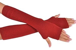 Novawo Wool Blend Warm Arm Warmers Long Fingerless Gloves for Women
