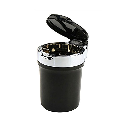 niceeshop(TM) Negro/ Plata Universal Cenicero Creativa Soporte de Ceniza Cigarrillo LED de la Moda para Coche
