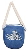  Kameratasche Fototasche Tasche Aufbewahrung Fotoaparat DSLR SLR Spiegelreflex Kamera 18 x 8 x 17 cm Tragegurt Blau Polsterung Weiße Druck Faire Trade Ringelsuse