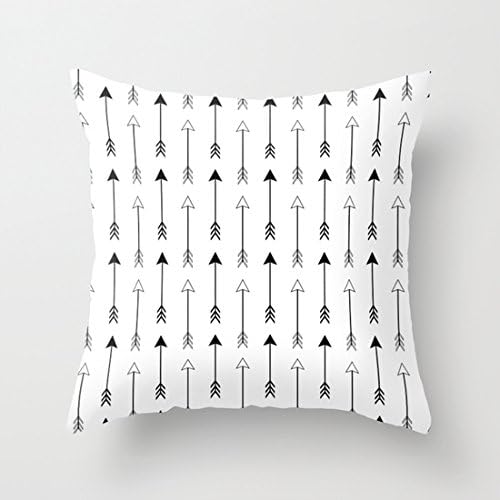 Black and White Arrows Pattern Pillow Covers Decorative Cushion Covers with Zip Pillowcase 18 x 18 for Couch