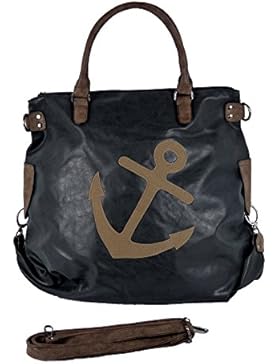 Shopper XXL mit großem aufgenähtem Anker - Maße (ohne Henkel) 45 x 40 cm - Damen Teenager Henkeltasche Schultertasche...
