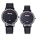 Produktbild gaddrt Uhren, 2PCS Paare Arbeiten Leder-Band-analoge Quarz-Runde Armbanduhr-Uhren um (schwarz)