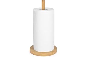 ICHIGO ICHIE Portarrollos de Cocina de Bambú Antideslizante, Porta Rollos de Papel Cocina, Soporte para Papel de Cocina, Ideal para Papel de Cocina Estándar, 28x14,5cm, Bambú Natural