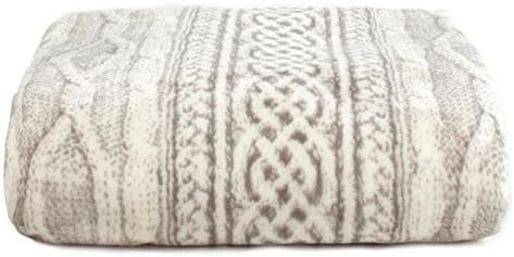 Sleeping Partners Tadpoles Cable Knit Print Ultra-Soft Plush MicroFleece Blanket, Twin, Grey