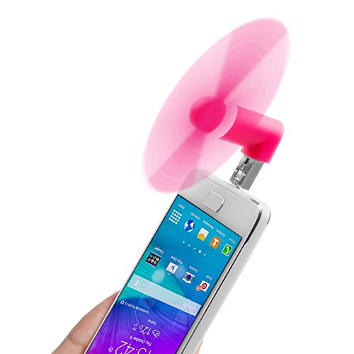 USB-Telefon-Fan, HAWEEL ® 3.5-Zoll-Mode zwei Ports Portable USB / Micro USB Phone Mini-Lüfter mit zwei Blätter für Samsung Galaxy S6 / S5, Sonstiges Handy mit OTG Function(Magenta)