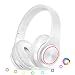 Produktbild QLtech Kabelloser Over-Ear-Kopfhörer, Bluetooth Kopfhörer mit Mikrofon und LED-Licht,Funkkopfhörer für Fernseher, Wireless Headset für Handys Tablets,Laptops & PC,Faltbare/Leicht(Weiß)