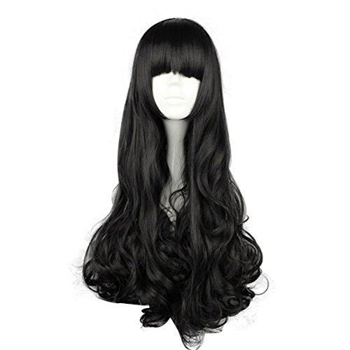 Anime Wig Large Long Curly Black Women Wig Hair Wigs