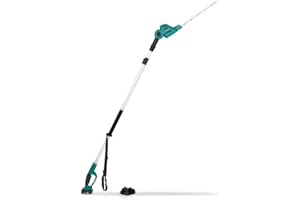 VONROC Cortasetos Telescópico 20V con batería de 2.0Ah y cargador rápido - Cuchilla inclinable - Pértiga extensible (200-260 cm)