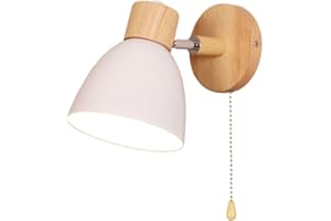 TPWEWRX Applique murale moderne Macaron, Lampe d'éclairage avec interrupteur marche/arrêt, Base en bois massif, Appliques murales pour salon, Chambre d'enfant, Blanc, W15*H21cm