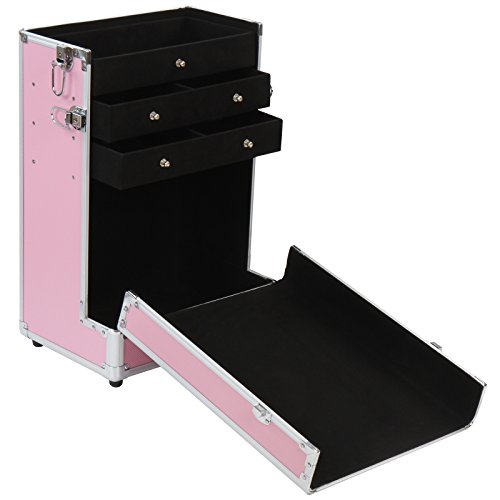 Vojagor Kosmetikkoffer Beautycase Kosmetiktasche Schminkkoffer Makeup Koffer Make Up Koffer Trolley Kosmetik Reiseaccessoires Trolley-System mit 2 Skaterrollen (Farbwahl) - 7