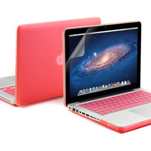 GMYLE (TM) 3 in 1 Rosa gummierte Hartplastik-Slim-Tasche für Apple Macbook Pro 13-Zoll-13 "+ Clear LCD Screen Protector + Rosa Silicone Keyboard Cover-Paket