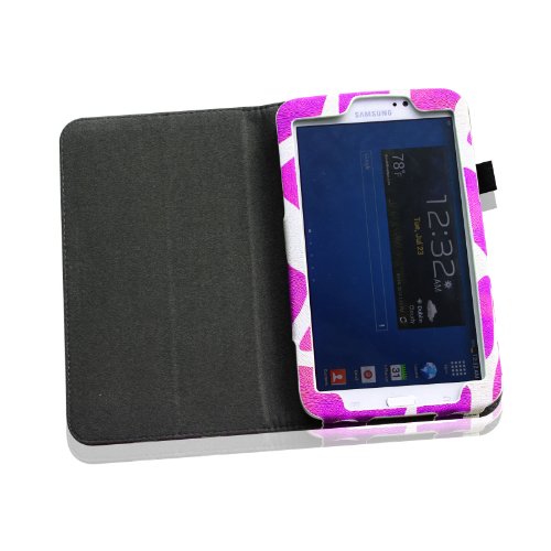 Fintie Samsung Galaxy Tab 3 7.0 (7 Zoll) SM-T210 SM-T211 Hülle Case – Slim Fit Folio Bookstyle Kunstleder Schutzhülle Cover Tasche mit Ständerfunktion und Stylus-Halterung, Giraffe Lila - 8
