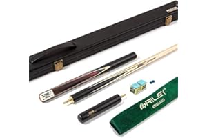 BCE Grandmaster Queue de Billard 3/4 avec Extension et étui Rigide - 145cm Queue de Snooker avec Pointe de 9,5 mm Manche - Frêne d'Amérique du Nord épissé à la Main Sapele Acajou