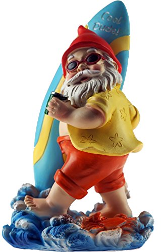 Große 25 cm COOL Dude Gnome Garden Ornament – Surfen/Bier Design - 3