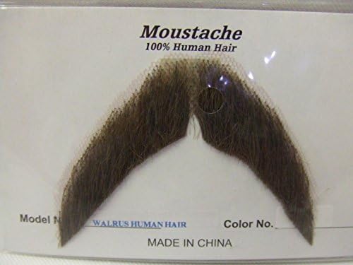 Hand Made Moustache ~ Walrus ~ 38 grey brown ~ Professional Quality Human Hair