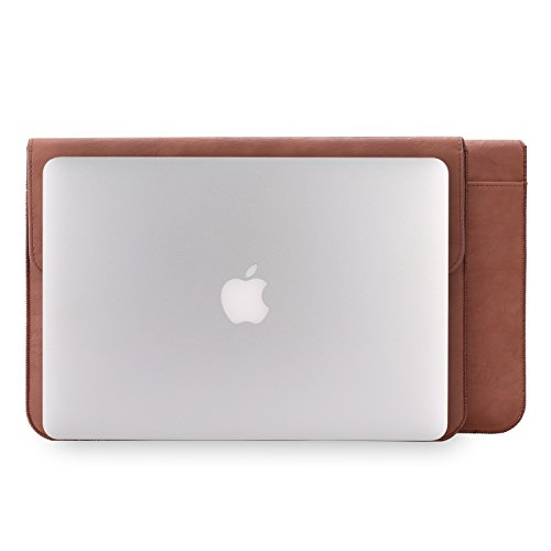 MoKo MacBook 11.6 Zoll Laptop Hülle – PU Leder Laptoptasche Tasche Nubuck Fibre Interior Schutzhülle Notebooktasche Aktentasche Wallet Case Sleeve mit Karten-Slot für Apple MacBook 11.6 Zoll, Braun - 2