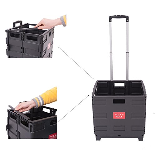 Ectxo Einkaufskörbe mit Rollen Einkaufskörbe Faltbar Einkaufstrolleys Klappbarer Shopping Trolley 45L 35KG - 5