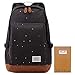 Produktbild KAUKKO Damen Stylisch weißen Pünktchen Rucksack für Outdoor Reise Camping Picknick Sports Universität Rucksack Schultasche Schwarz