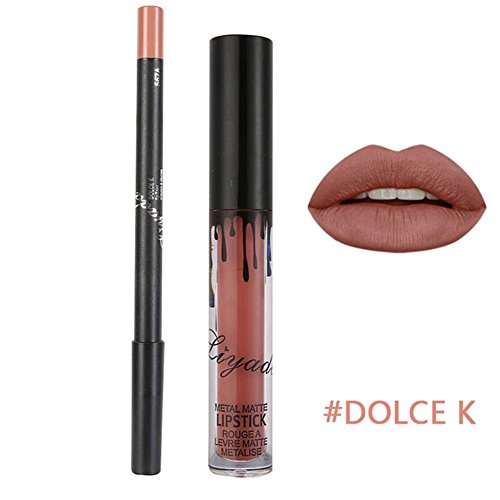 Linkings Lippenstiftset Wasserdicht Lipstick Long Lasting Lippen pinsel Liquid Matte,Delce k