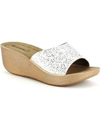 INBLU - Sandalias de vestir de piel sintética para mujer blanco Bianco 36