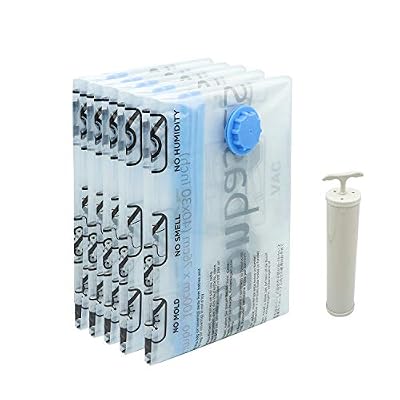 AmazonBasics Lot de 5 housses de rangement sous vide avec pompe manuelle - Taille M