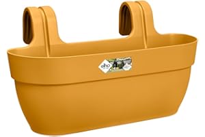 Elho Vibia Campana Easy Hanger L 46 - Planteur pour Balcon & Extérieur - Ø 46.0 x H 26.5 cm - Jaune/Jaune Miel