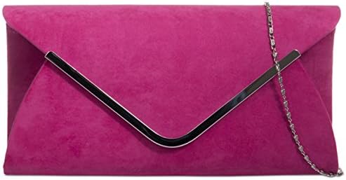 Purple PossumPink Envelope Clutch Bag Cerise Faux Suede Women's Fuchsia Shoulder Bag Prom Wedding Handbag