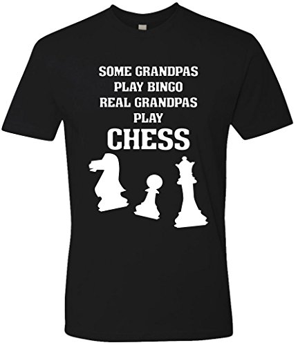 SuperPraise - Maglietta con Scritta Play Bingo Real Grandpas Play Chess Grandad Papa Hobby Nero Small