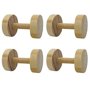 Parrot Toy Chews Stand bar Swing Parrot Bird Training Interactive Toy- 4Pcs Wooden Parrot Toys Bird Chewing Toys Mini Dumbbell Playthings for Pet