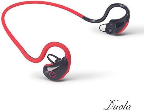 Duola Athletic Sweatproof Bluetooth Headphone Stereo Earbuds with Call Function &amp; Integrated Microphone for Mobile Phones (Red)