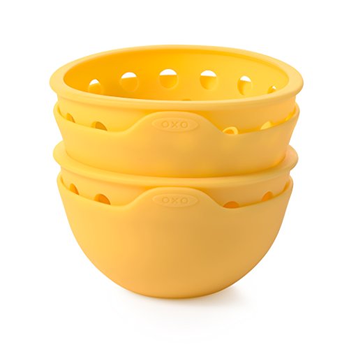 OXO Good Grips 11207000MLNYKEU Eier-Pochierer, Silikon, gelb, 36.06 x 22.09 x 13.20 cm, 2 Einheiten - 5