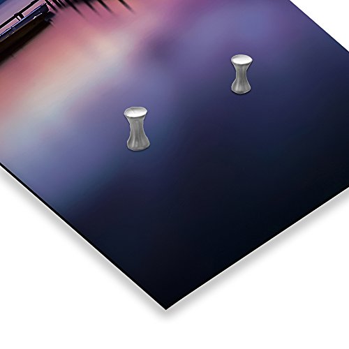 Feeby, Deco Panel Aufhänger, Kleiderhaken, Wandgarderobe, Garderobe, Wandecor Bilder mit hänger, 5 haken, STEG, BOOT, SEE, WASSER, VIOLETT