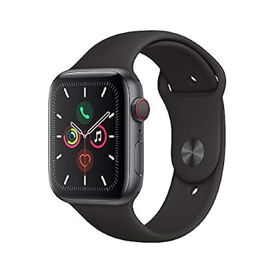 Apple Watch Series 5 (GPS + Cellular) Boîtier en Aluminium Gris Sidéral (44 mm) - Bracelet Sport Noir
