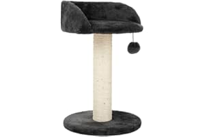 zooplus Kratzbaum Enio | platzsparender Kratzbaum mit rundem Liegeplatz | mit Plüsch-Spielzeug | Höhe: 47cm