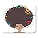 Produktbild Jugendliches Haar der schwarzen Frau mit Musiknoten auf ihrem Afro-Frisur-Cartoon-Mauspad 9,5 x 7,9 für Notebooks, Desktop-Computer-Mauspads, Bürobedarf