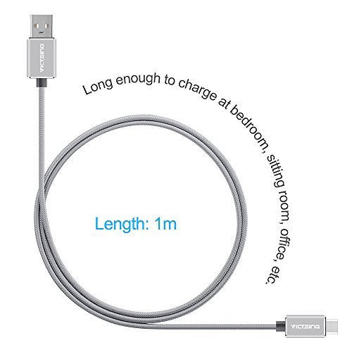 VicTsing 1m USB 3.1 Typ C Type C auf USB 2.0 Männlich to Männlich Nylon Braided Kabel Adapter mit Reversiblen Connector für Macbook 12inch 2015, ChromeBook Pixel, Nokia N1, Nexus 5x Nexus 6P usw. – Space Grau - 2