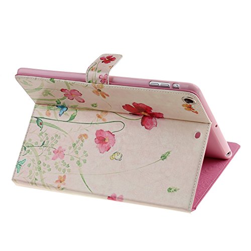 TOCASO Pink Schutzhülle für iPad Air Hülle Blume Muster Flip Cover Case Book Soft PU Leder Bunt Painted Tasche Scratch Resistance Ledertasche Etui Rückseite Backcover mit Stand Function Magnetverschluss für iPad Air (the 5th Generation) (Spring Flowers) - 4