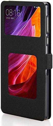 Xiaomi Mix Case, Shanphone Folio Flip Smart View Window Case Cover with Kickstand for Xiaomi Mi Mix, Black