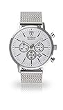 DETOMASO Milano XL Herren-Armbanduhr Chronograph Analog Quarz silbernes Edelstahlgehäuse weißes Zifferblatt - Jetzt mit 5 Jahre Herstellergarantie (Milanaise - Silber)
