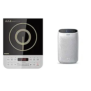 Philips Viva Collection HD4928/01 2100-Watt Induction Cooktop (Black) & AC1215/20 Air Purifier, removes 99.97% Airborne pollutants with 4-Stage Filtration Combo